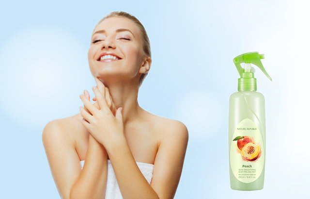 Tẩy Da Chết Toàn Thân Nature Republic Skin Smoothing Body Peeling Mist-Peach (250ml)