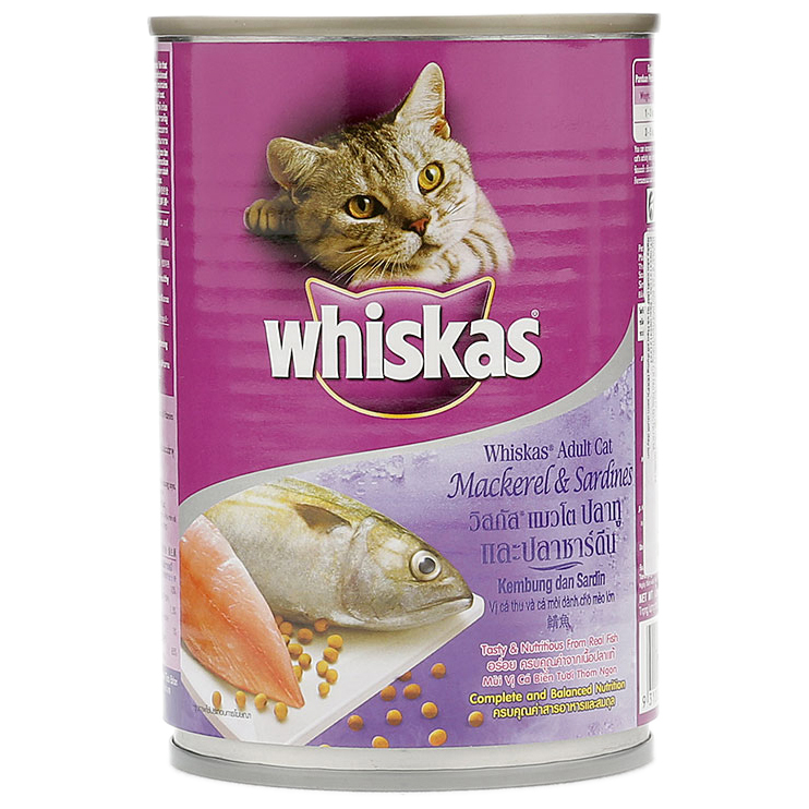 Thức Ăn Cho Mèo Whiskas Vị Cá Thu Và Cá Mòi Lon 400g