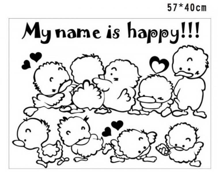 Decal Dán Tường NineWall My name is Happy F36