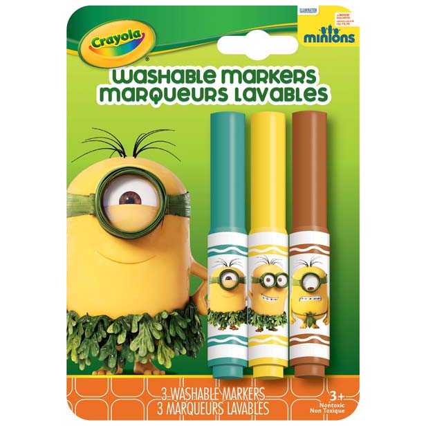 Bộ 3 Bút Lông Minions Tẩy Rửa Được Crayola 5852010000 (Xanh Lá, Vàng, Đỏ)