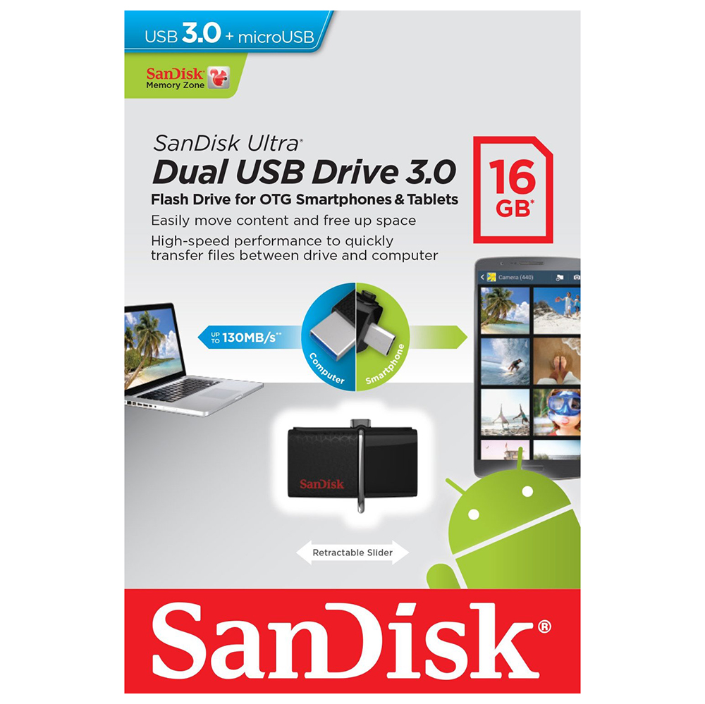 USB OTG  Sandisk DD2 Ultra SDDD2-016G-G46 16GB - USB 3.0