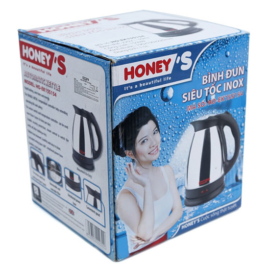 Bình Đun Siêu Tốc Inox Honey'S HO-EK15S154 - Trắng inox - 1.5L