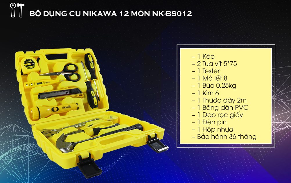 Bộ Dụng Cụ 12 Món Nikawa Tools NK-BS012 – Vàng