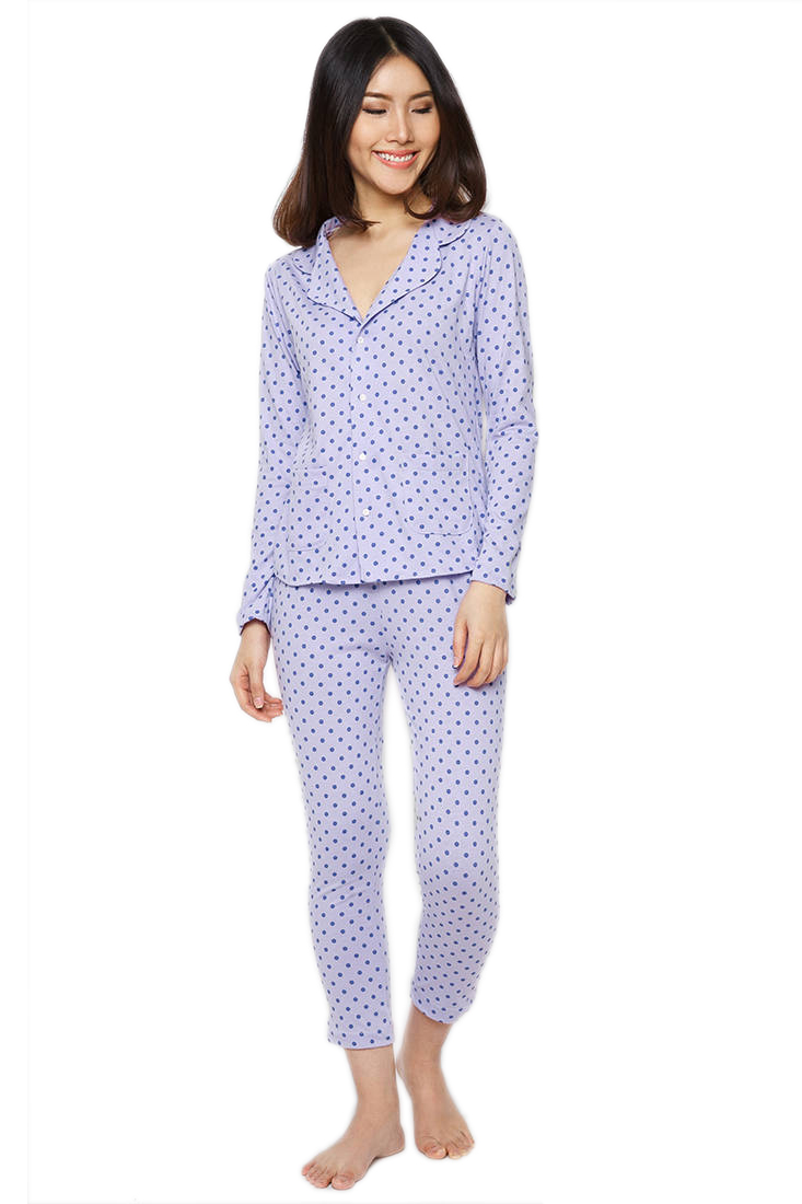 Đồ Bộ Pyjama Labelle DP2 - Tím Chấm Bi Xanh