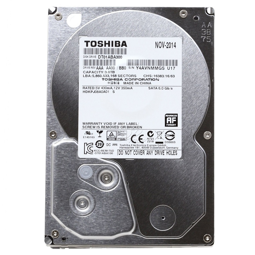 Ổ Cứng Trong PC Toshiba AV 3TB - 3.5"/SATA3/5700rpm/32MB