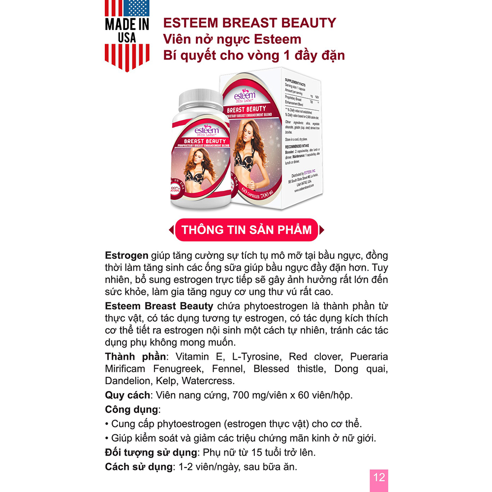 Thực Phẩm Chức Năng Viên Nở Ngực Esteem Esteem Breast Beauty