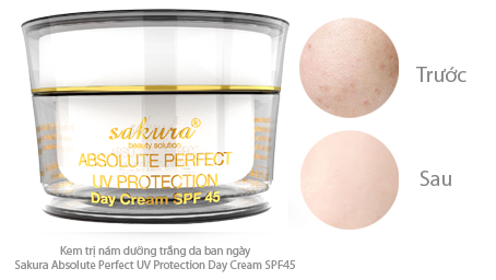 Kem Trị Nám Trắng Da Ban Ngày Sakura Absolute Perfect UV Protection Day Cream SPF45 (30g)
