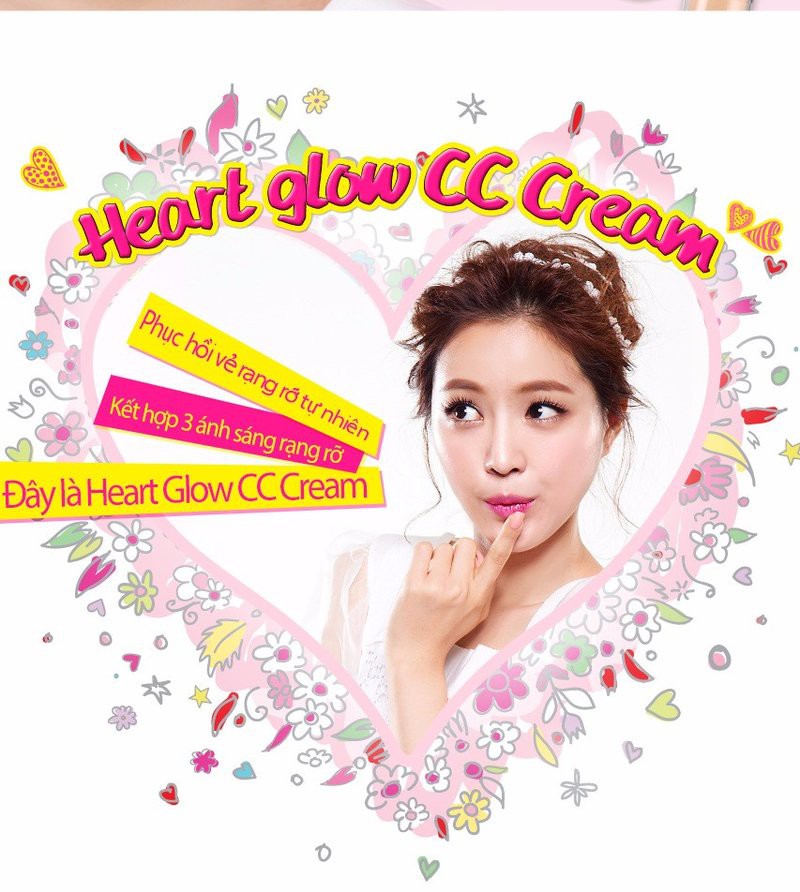 Kem Nền Shinbing Face - Peripera Heart Glow CC Cream
