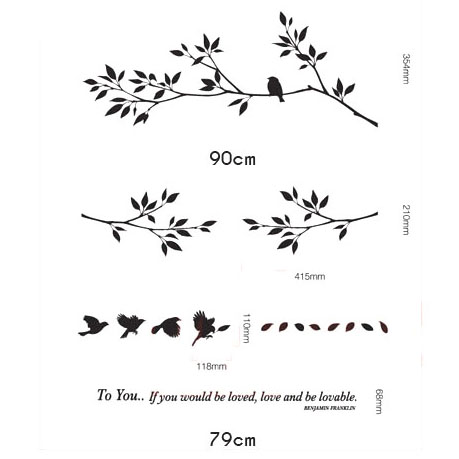 Decal Dán Tường NineWall Branches With Birds NB009
