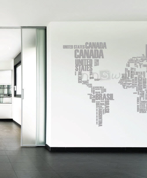 Decal Dán Tường NineWall World Map in Words FT001