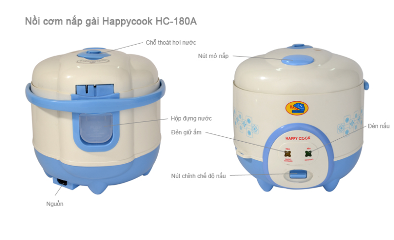 Nồi Cơm Điện HappyCook HC-180A - Xanh
