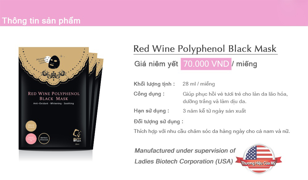 Combo 3 Mặt Nạ Đen ButyButy Polyphenol Trong Rượu Vang Đỏ