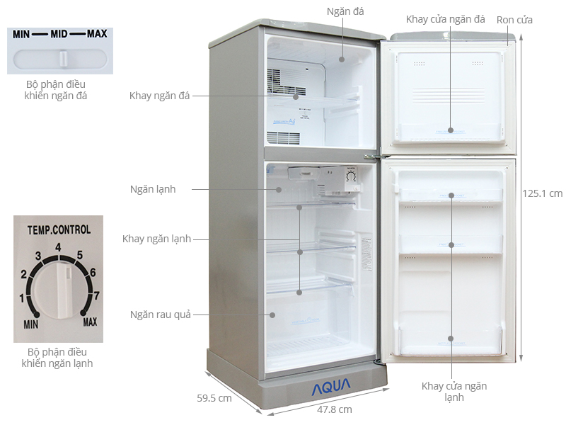 Tủ Lạnh Aqua 2 Cửa AQR-145AN.S (143L)
