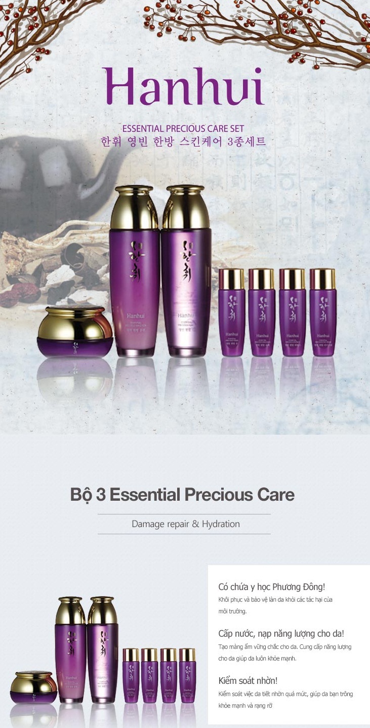Bộ 3 Sản Phẩm Chăm Sóc Da LK Cosmetic Hanhui Esential Precious Care Set