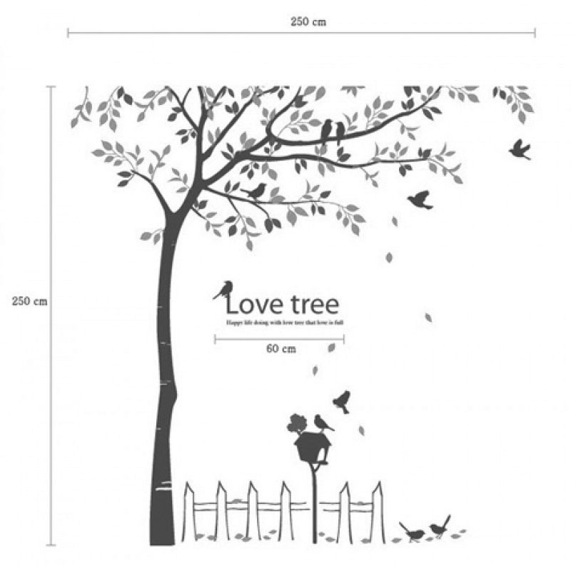 Decal Dán Tường NineWall Love Tree NT019
